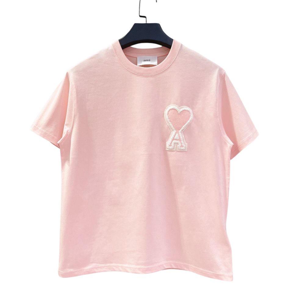 AMI Paris puff heart logo tee Pink