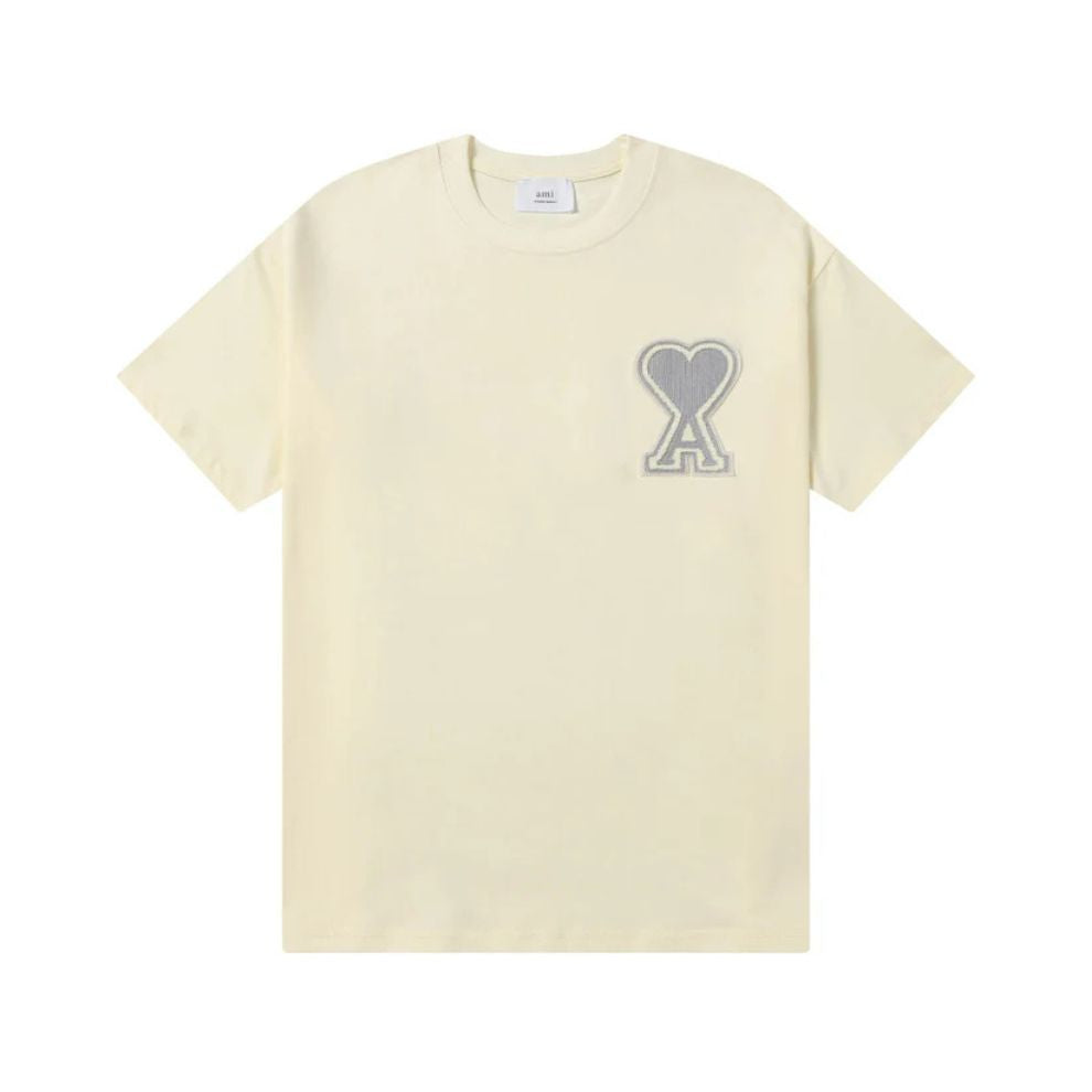 AMI Paris puff heart logo tee Beige