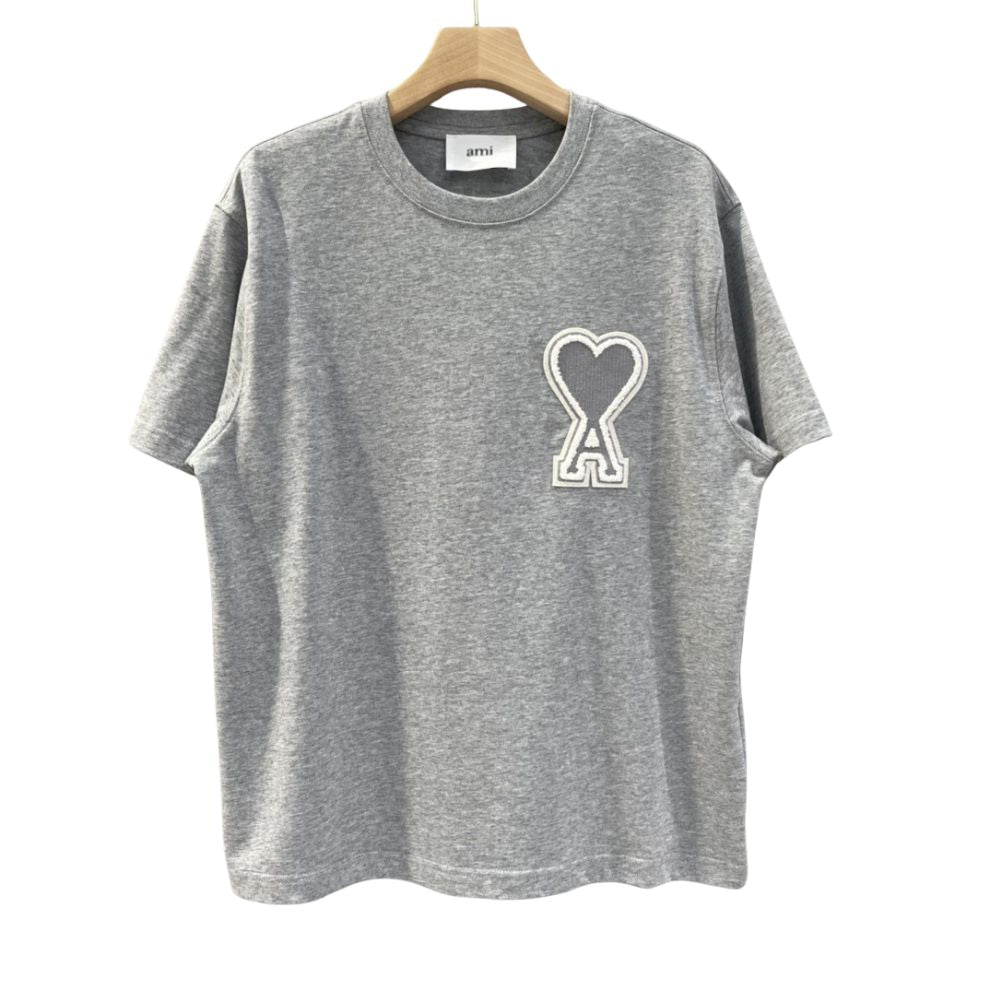 AMI Paris puff heart logo tee Grey