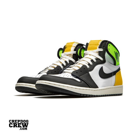 Jordan 1 Retro High White Black Volt University Gold