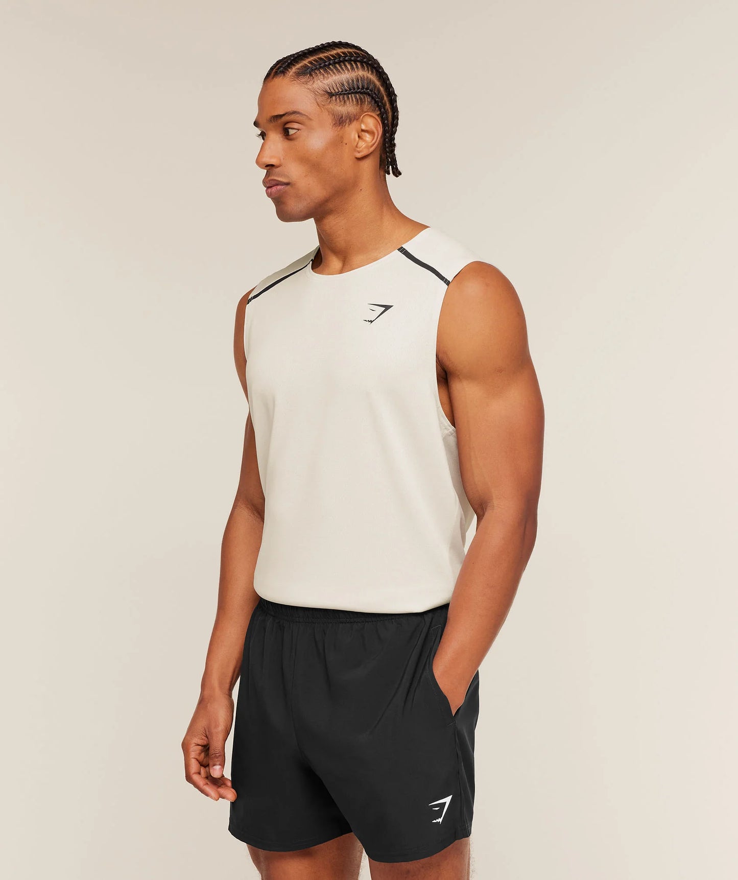 GYMSHARK Arrival Contrast Tank Tinted White/Pebble Grey