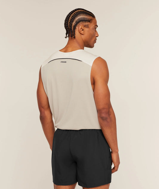GYMSHARK Arrival Contrast Tank Tinted White/Pebble Grey