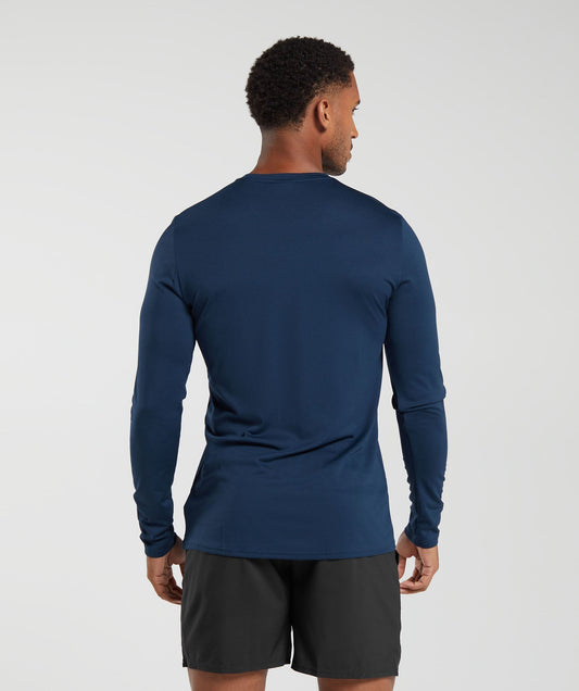 Gymshark Arrival Long Sleeve T-Shirt Navy — Gymshark | Authentic India