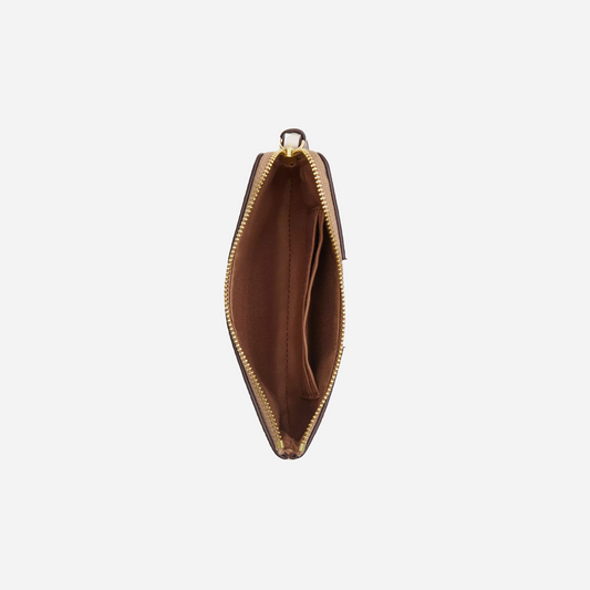 COACH Corner Zip Wristlet In Signature Canvas With Stripe Gold/Sand/Chalk