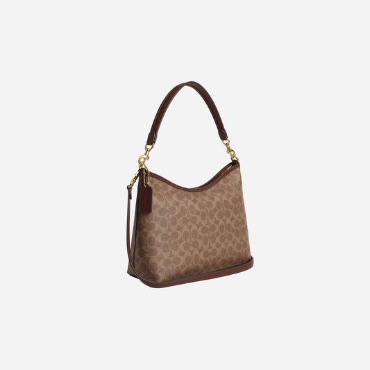 COACH Laurel Shoulder Bag In Signature Canvas Gold/Tan/Brown