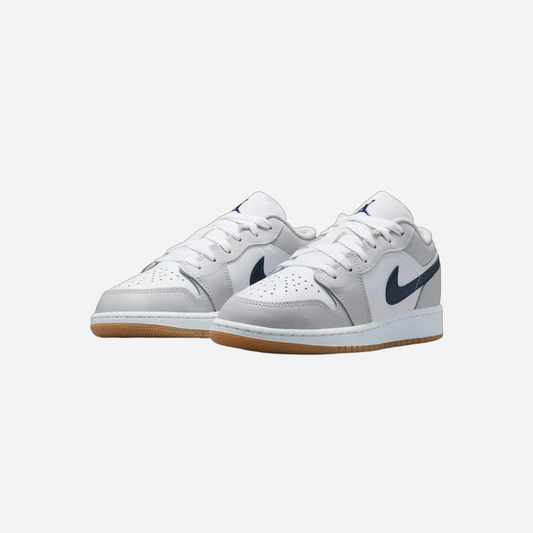 Jordan 1 Low White Neutral Grey Gum Midnight Navy (GS)
