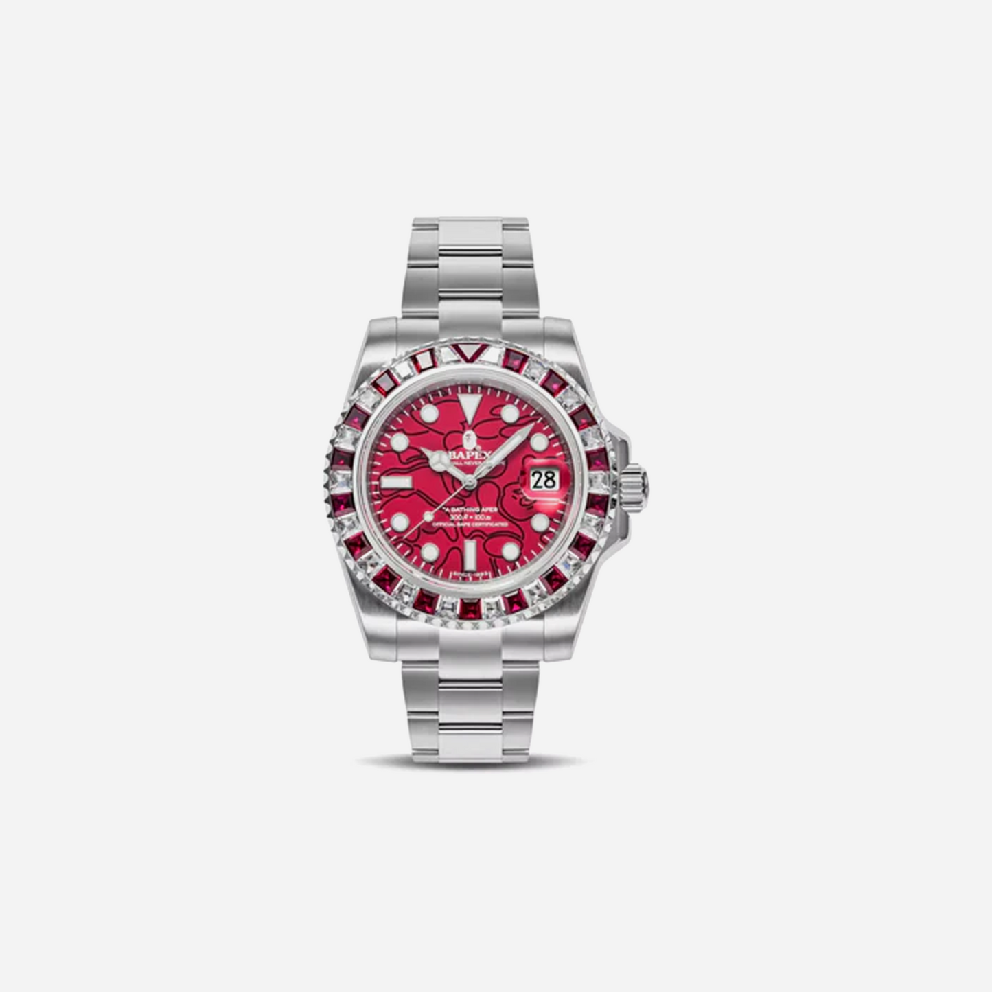Bape Type 1 Crystal Stone Watch Burgundy
