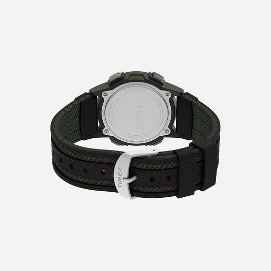 Timex Expedition Digital CAT5 Green Dial Green Brown Leather Strap Watch