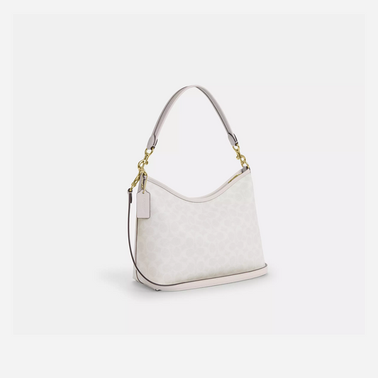 COACH Laurel Shoulder Bag In Signature Canvas Gold/White/Chalk