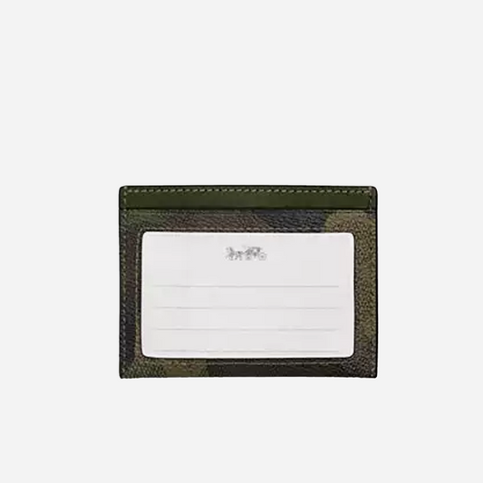 COACH Slim Id Card Case In Signature Camo Print Dark Shamrock Multi