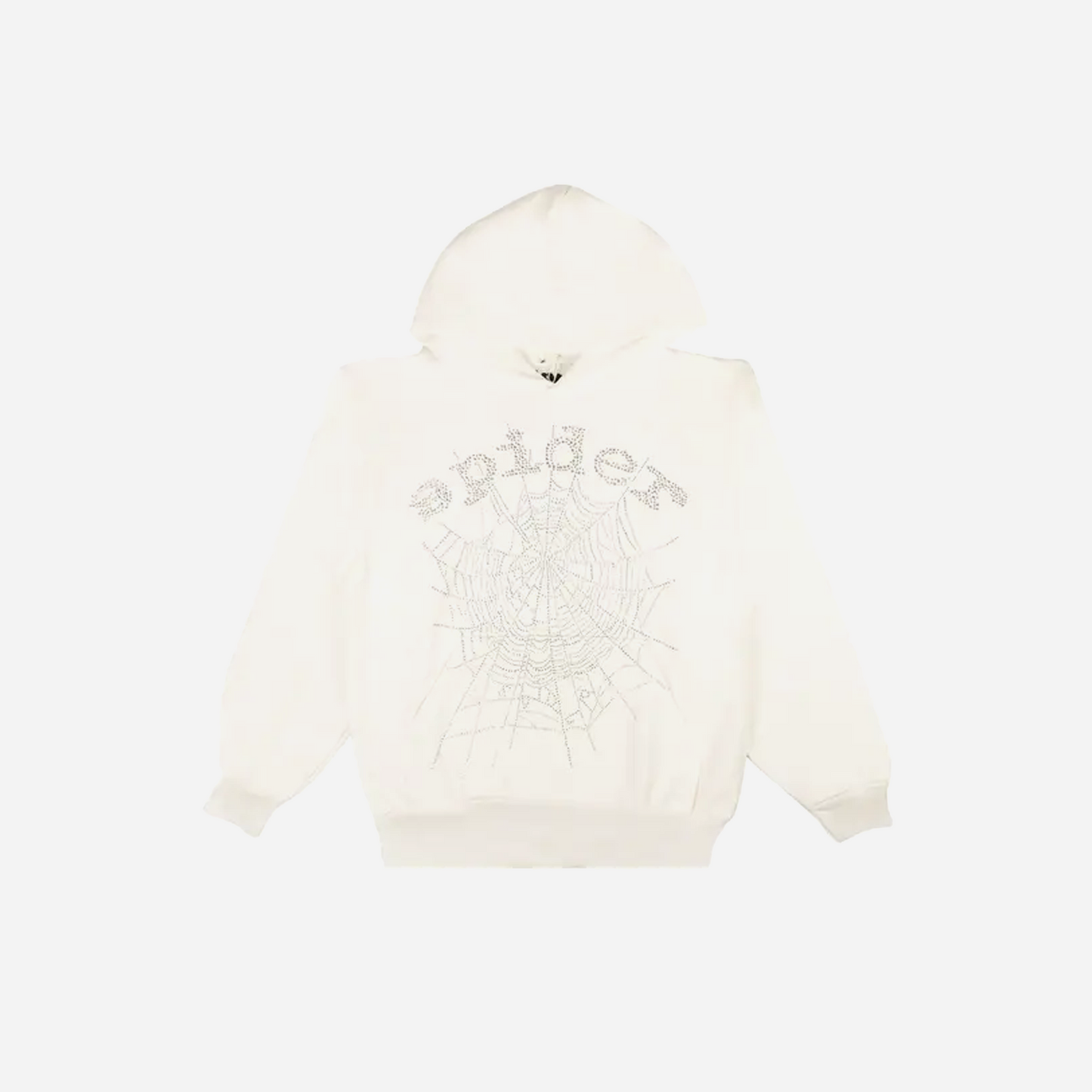 Sp5der OG Rhinestone Logo Hoodie White