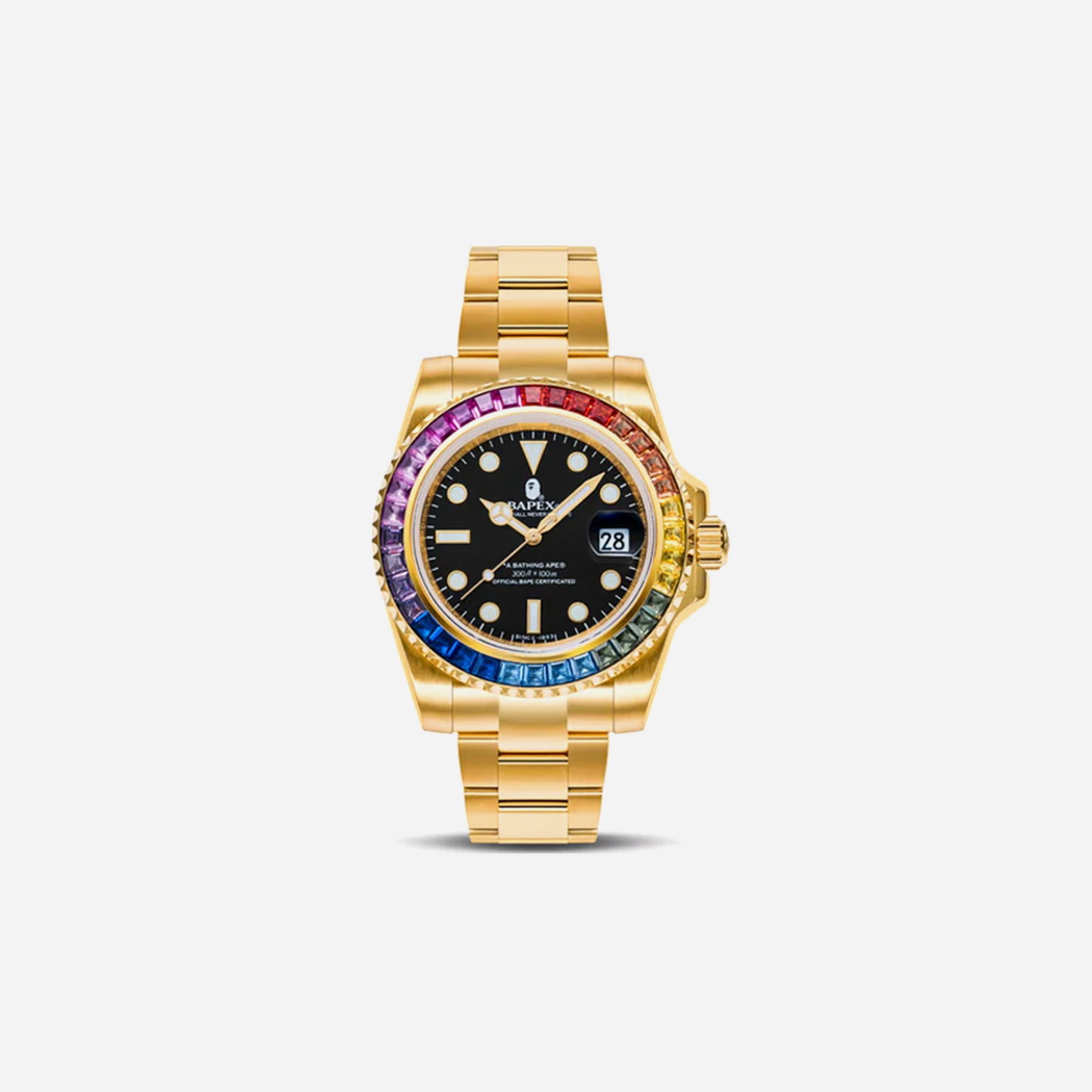 Bape Type 1 Bapex Crystal Stone Watch Gold/Rainbow