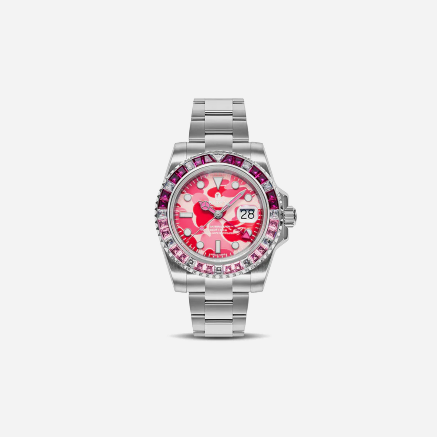 Bape Type 2 ABC Camo Crystal Stone Bapex Watch Pink
