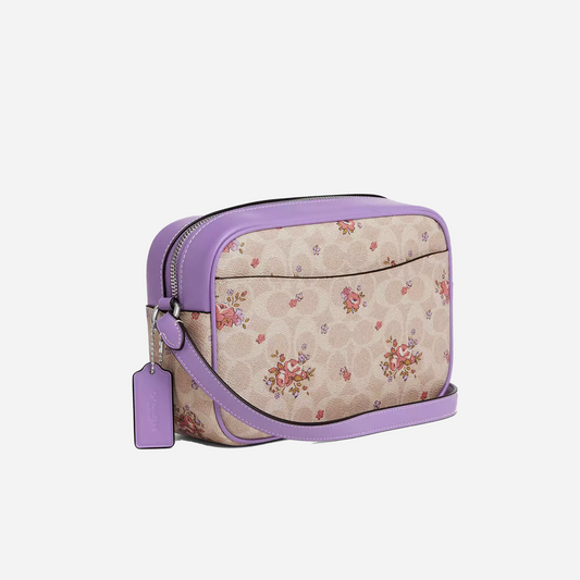 COACH Jamie Camera Bag In Signature Canvas With Floral Print Silver/Sand Multi