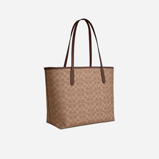 Coach City Tote Bag In Signature Canvas signature canvas/Gold/Tan/Brown