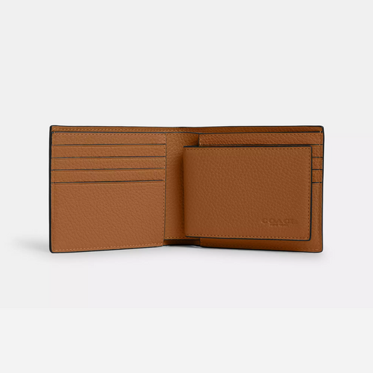 Coach 3 In 1 Wallet pebbled leather/Gunmetal/Light Saddle