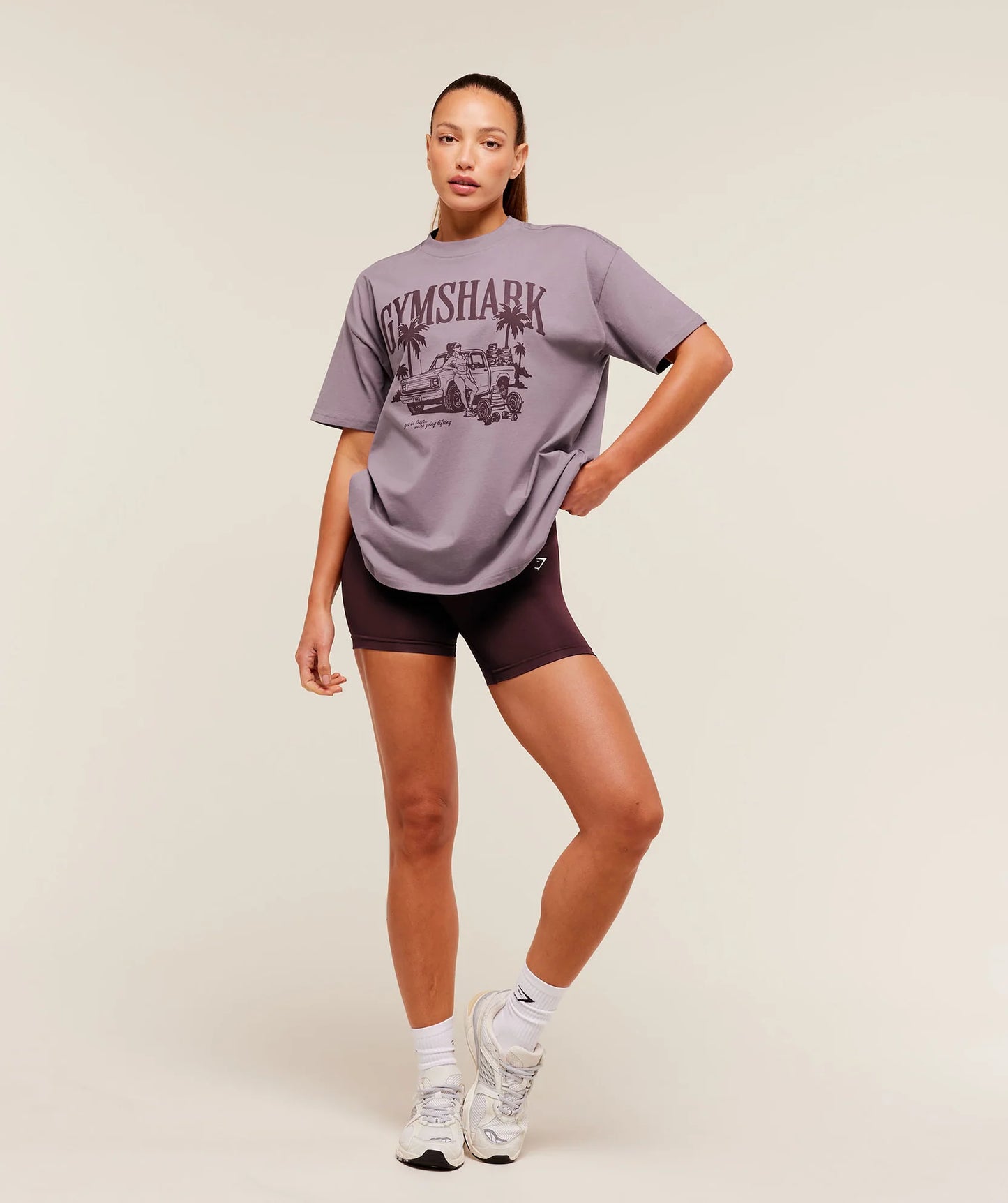 GYMSHARK Pick Up Truck Graphic Short Sleeve T-Shirt Dusk Purple