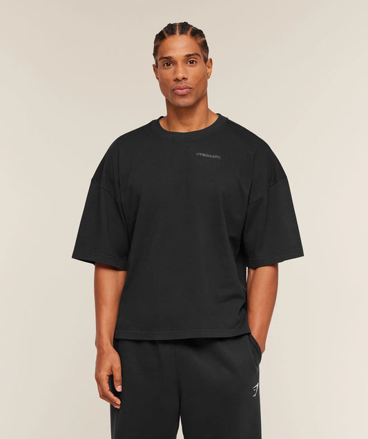 GYMSHARK Accent Boxy T-Shirt Black