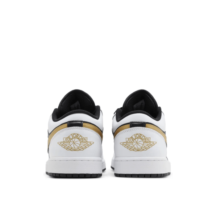 Jordan 1 Low White Black Metallic Gold Swoosh