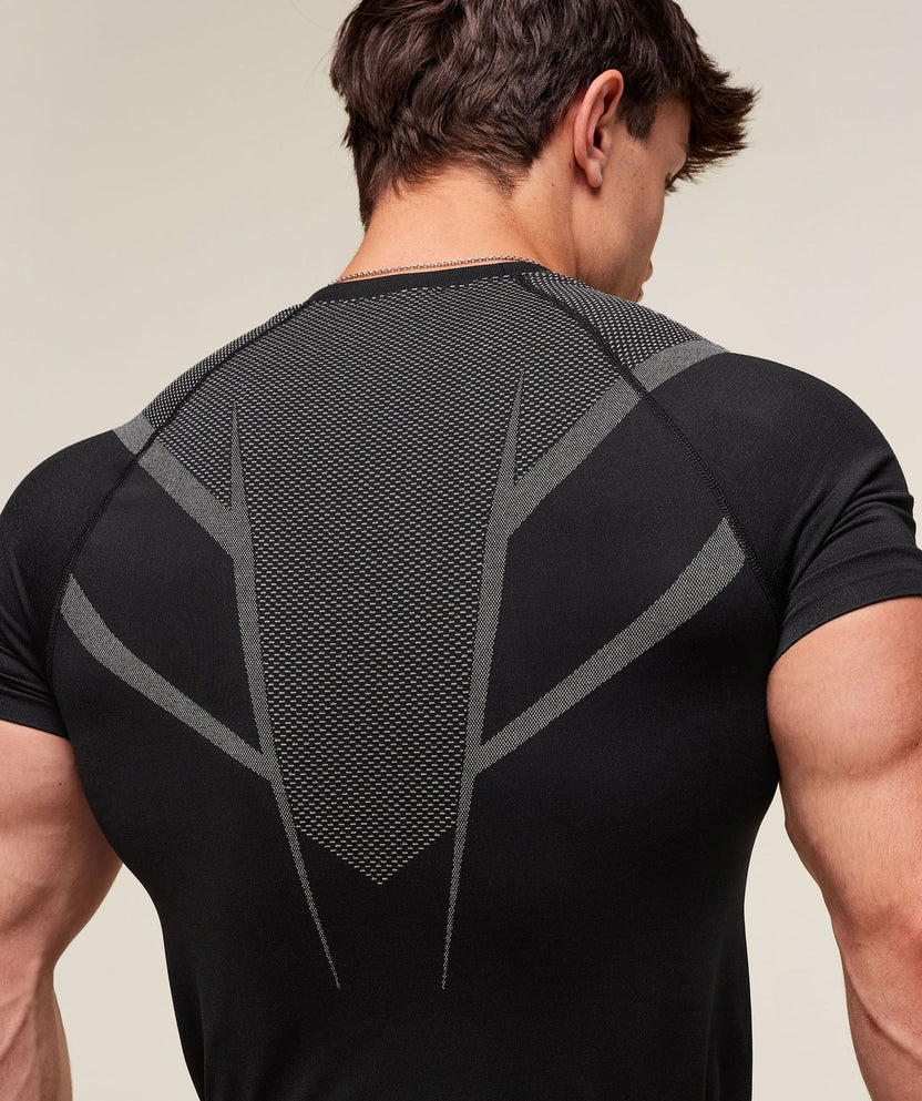 GYMSHARK Onyx 5.0 Seamless T-Shirt Black/Grey