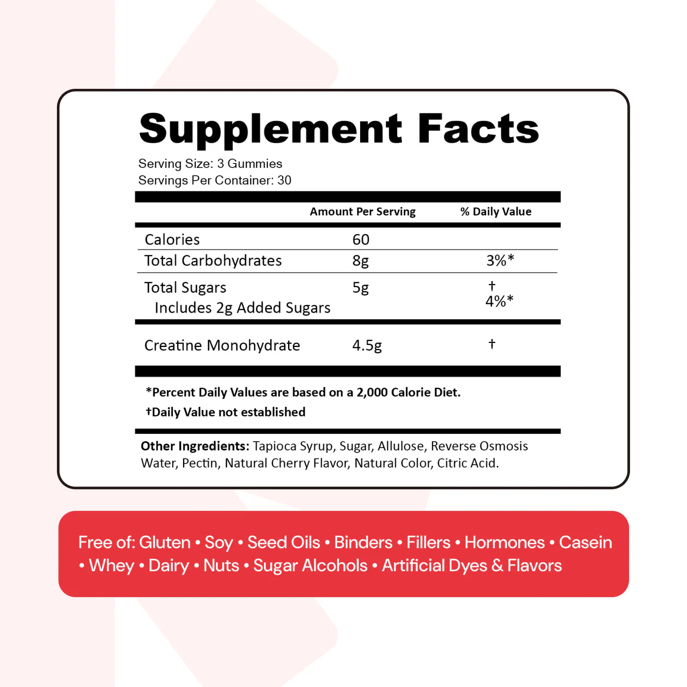CREATE Creatine Monohydrate Gummies 'Sour Cherry'