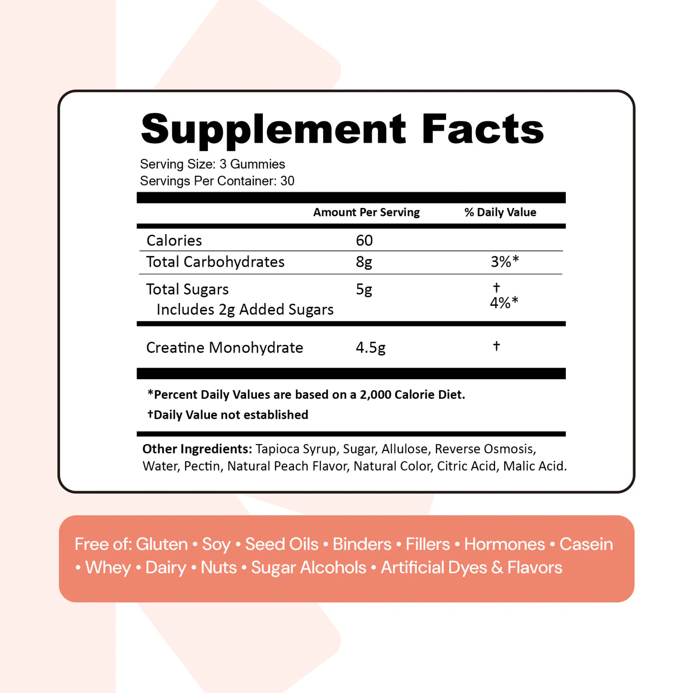 CREATE Creatine Monohydrate Gummies 'Sour Peach'