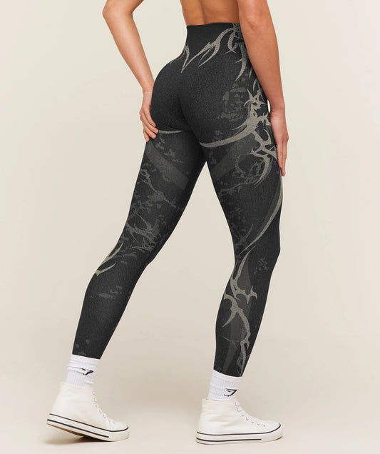 GYMSHARK Storm Seamless Leggings Black/Tinted White