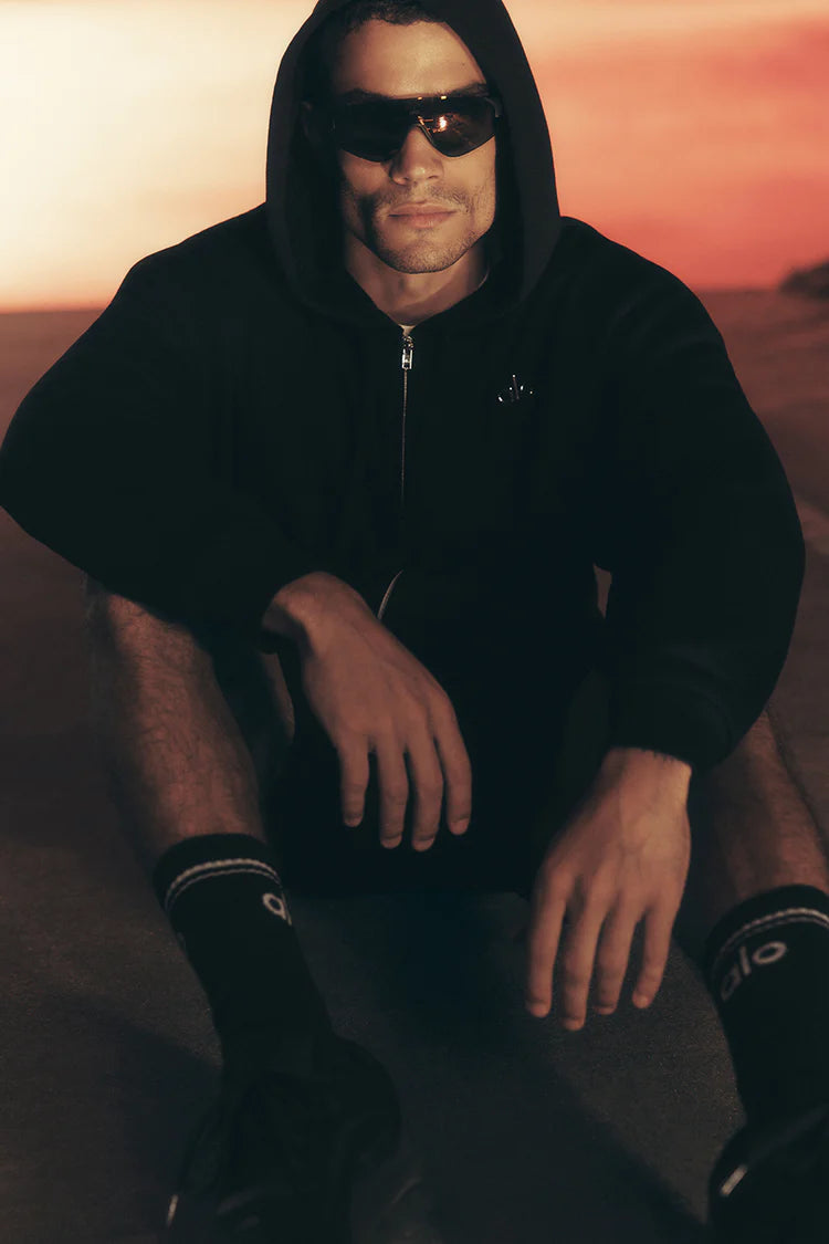 ALO Yoga Accolade Black Zip-Up Hoodie — ALO S | Authentic India