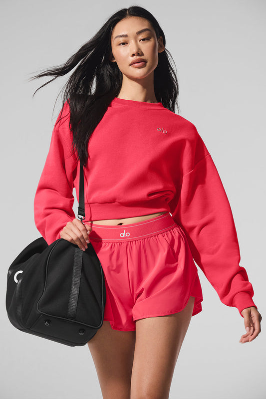 Cropped Accolade Crewneck - Candy Red