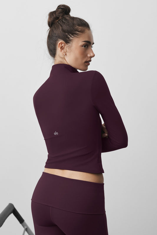 ALO Softsculpt Precision 1/4 Zip Long Sleeve - Rich Bordeaux