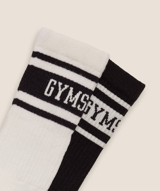 Women's Gymshark Collegiate Crew Sock 2Pk Black