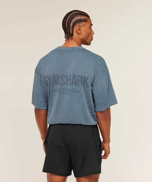 GYMSHARK Conditioning Club Washed T-Shirt Blue — Gymshark | Authentic India