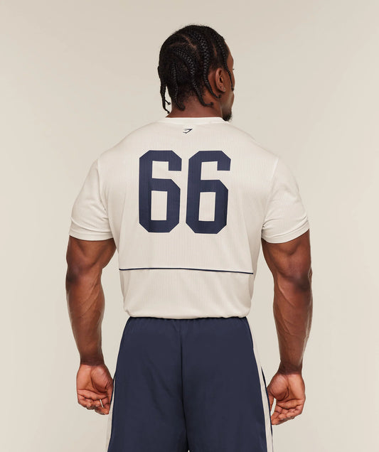 GYMSHARK Collegiate Tech T-Shirt Soft White
