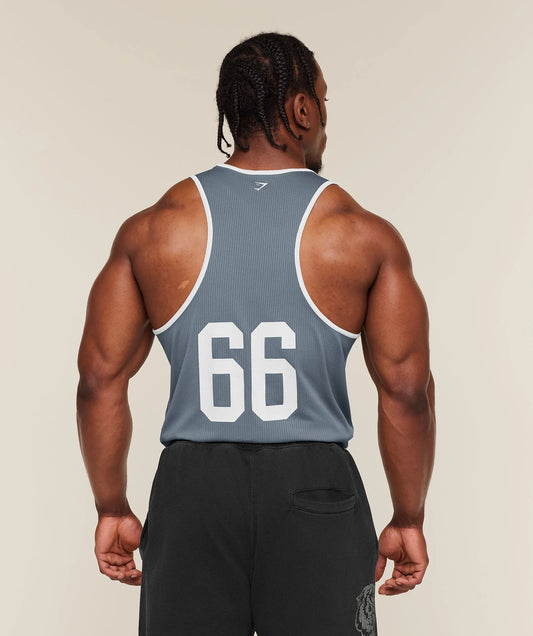GYMSHARK Collegiate Tech Tank Iron Blue