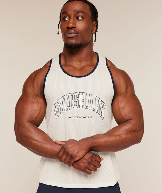GYMSHARK Collegiate Tech Tank Soft White