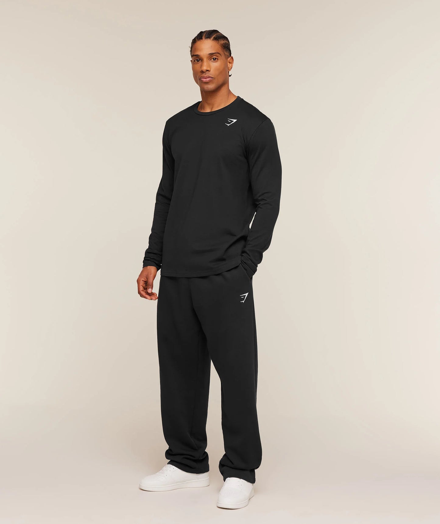 GYMSHARK Crest Long Sleeve T-Shirt Black