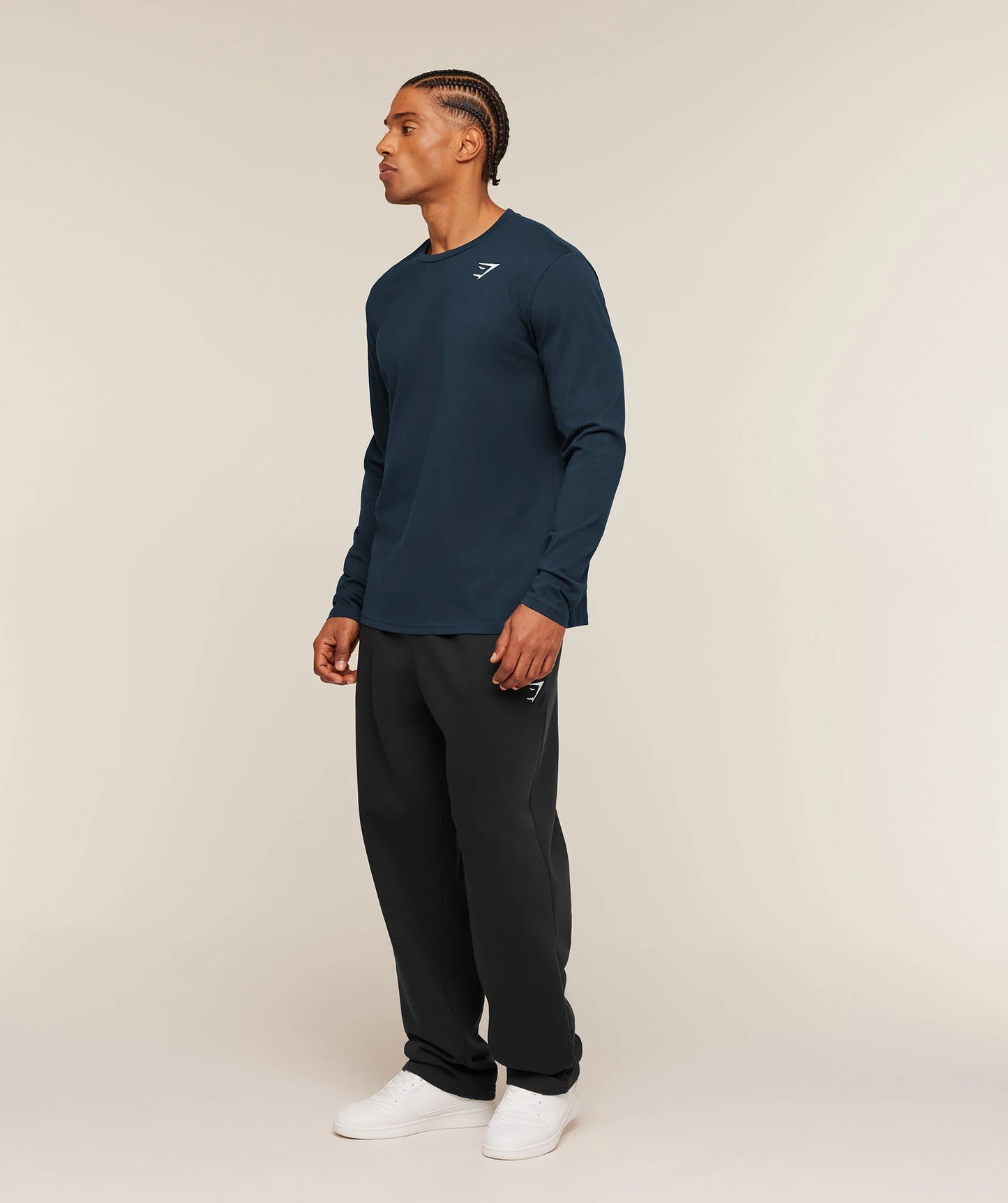 GYMSHARK Crest Long Sleeve T-Shirt Navy