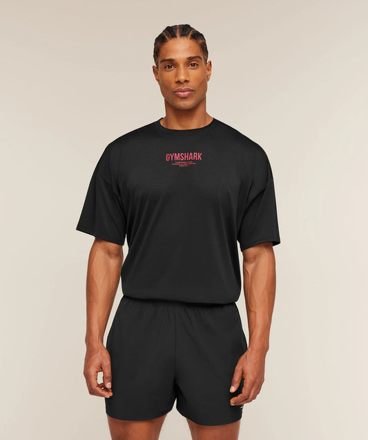 GYMSHARK Chrome Graphic T-Shirt Black