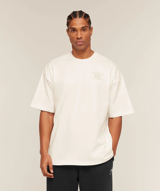 GYMSHARK Shield Graphic T-Shirt Soft White
