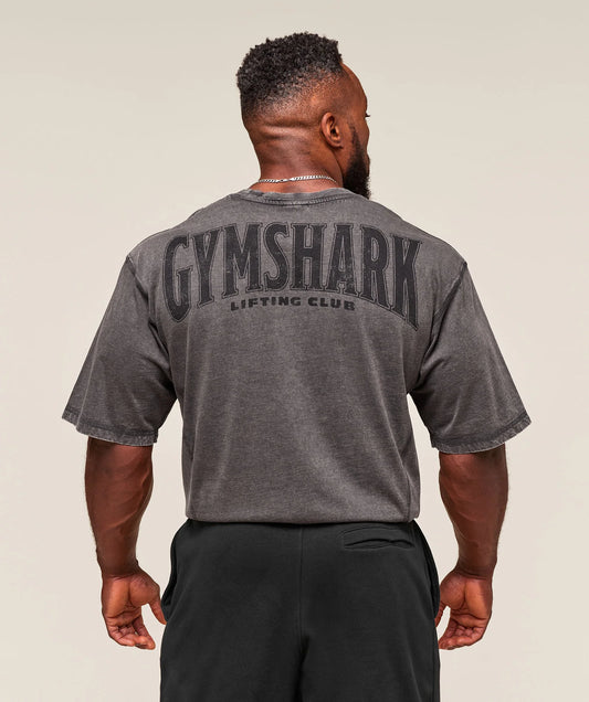 GYMSHARK Heritage Washed T-Shirt Onyx Grey — GYMSHARK S | Authentic India