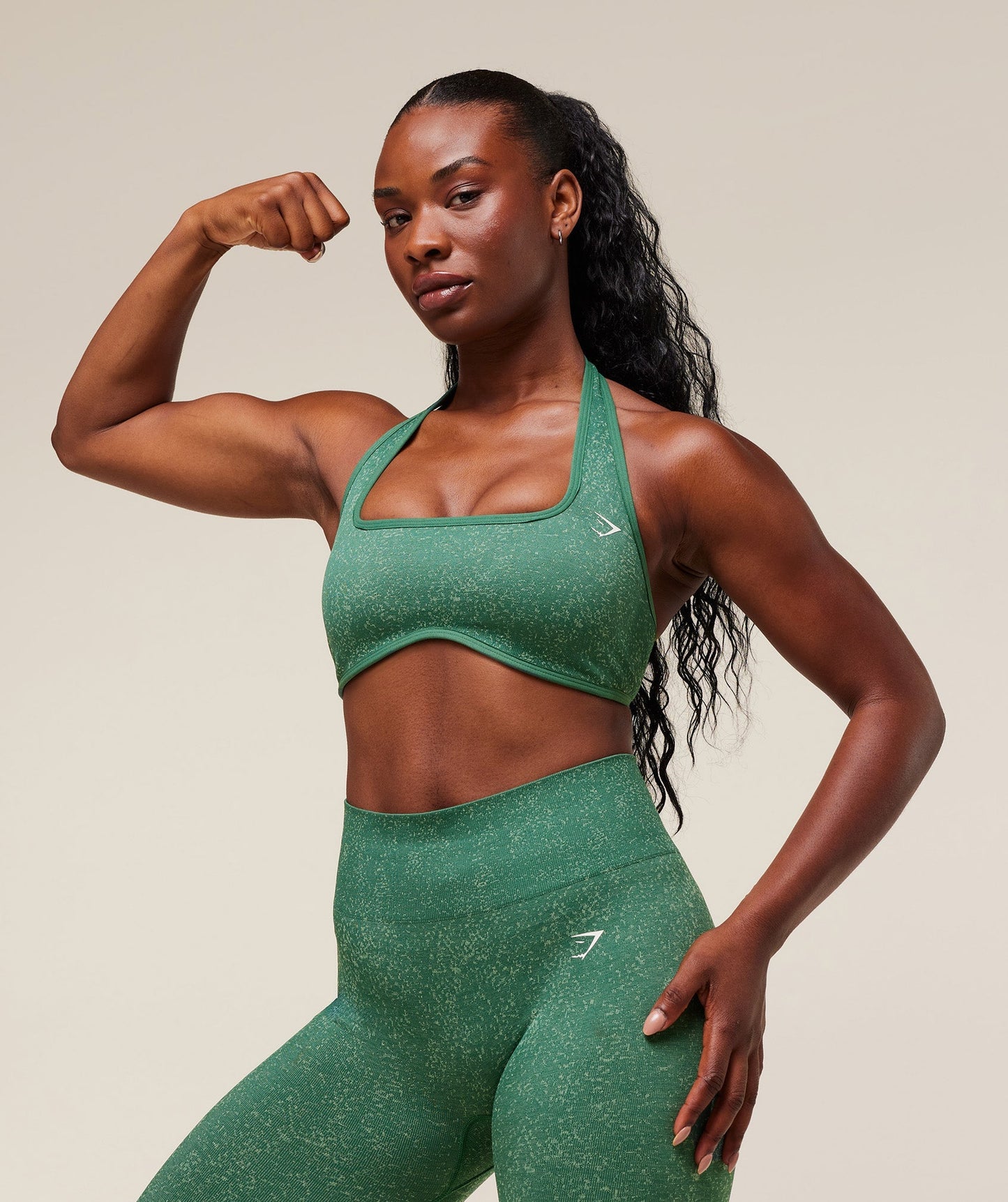 Women's Gymshark Adapt Fleck X Whitney Halterneck Sports Bra Lift Green — Gymshark | Authentic India