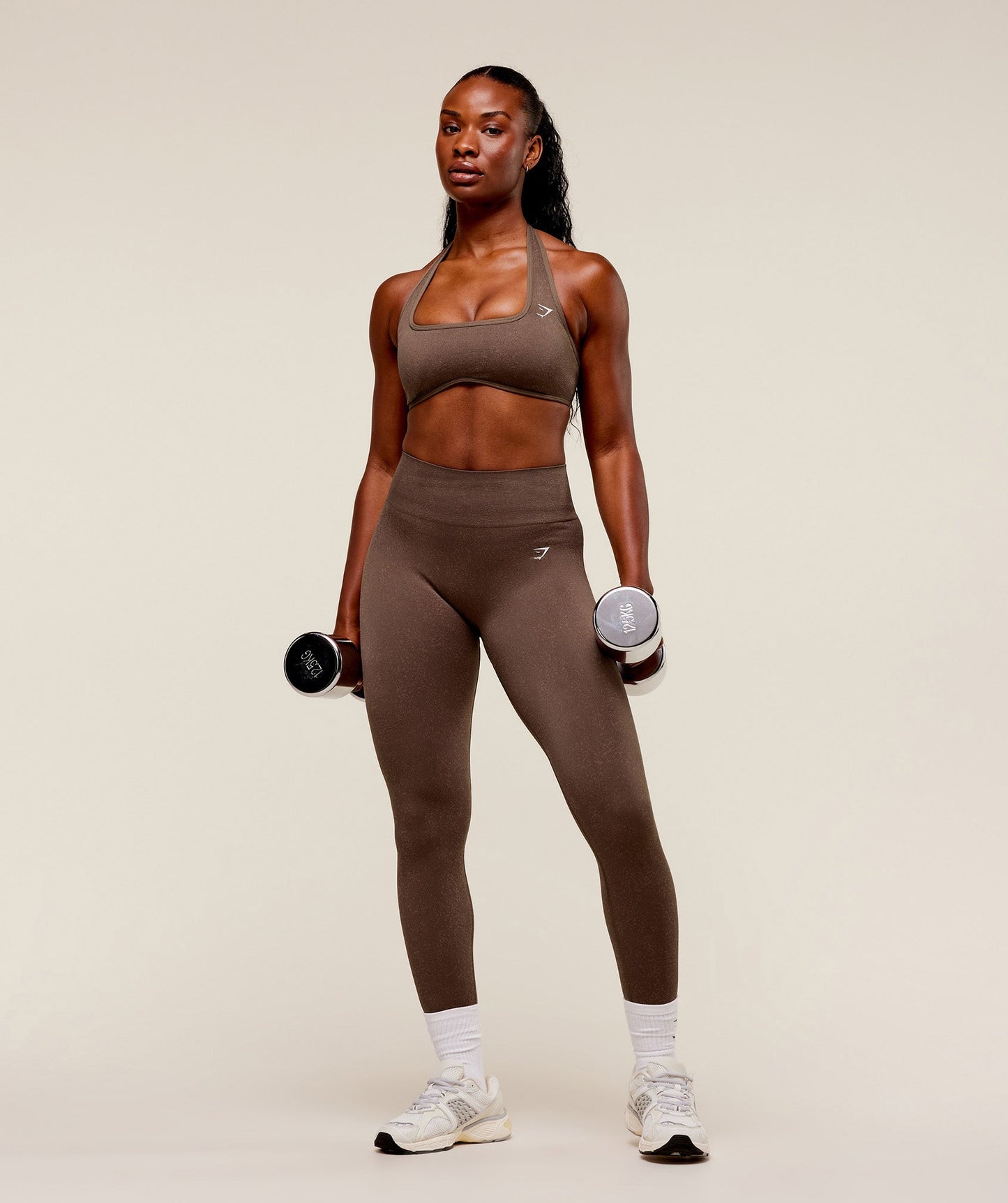Women's Gymshark Adapt Fleck X Whitney Halterneck Sports Bra Soft Brown — Gymshark | Authentic India