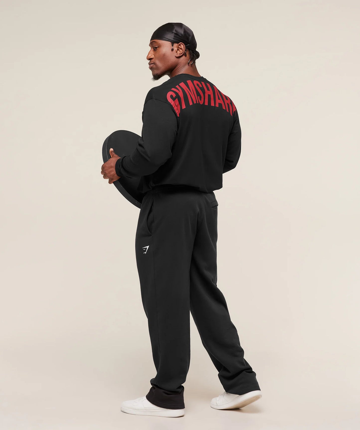 GYMSHARK Power Long Sleeve T-Shirt Black/Conditioning Red