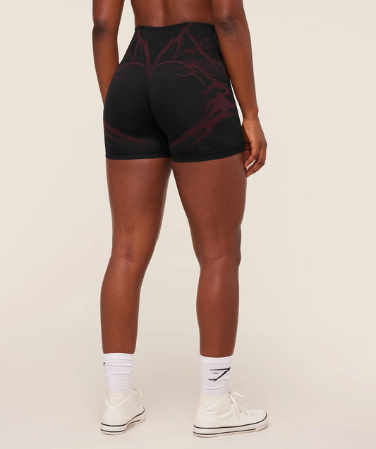 GYMSHARK Storm Seamless Shorts Black/Rich Maroon