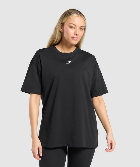 Women's Gymshark Trace Graphic Oversized T-Shirt Black — Gymshark | Authentic India