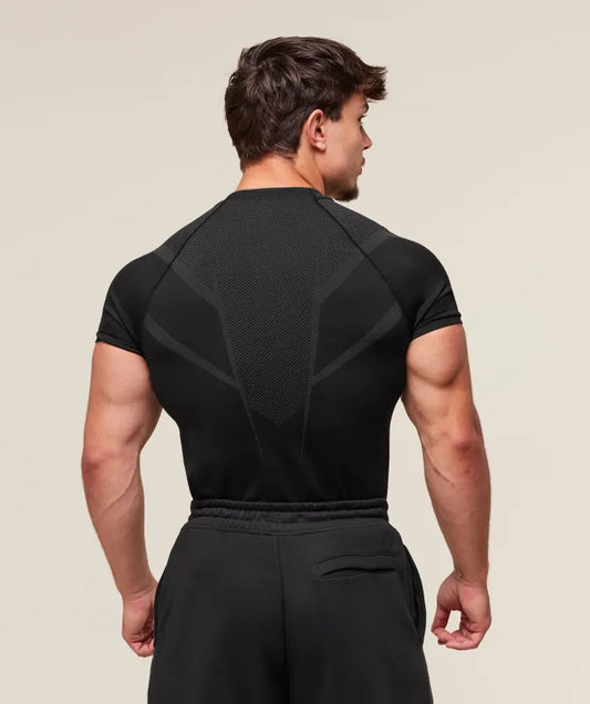 GYMSHARK Onyx 5.0 Seamless T-Shirt Black/Blue