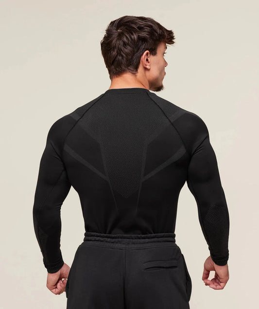 GYMSHARK Onyx 5.0 Seamless Long Sleeve T-shirt Black/Blue — GYMSHARK S | Authentic India