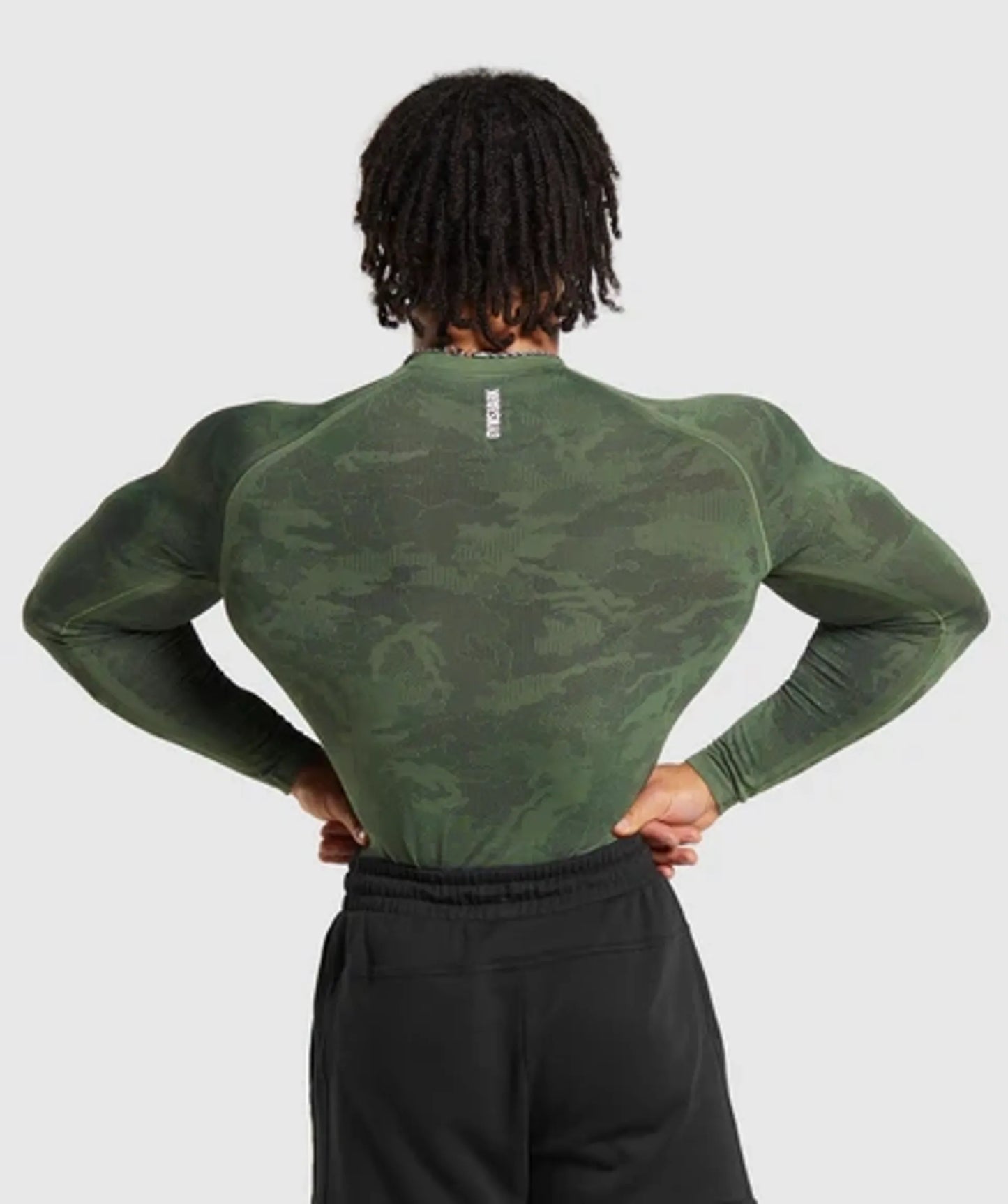 GYMSHARK Geo Seamless Long Sleeve T-Shirt - Core Olive