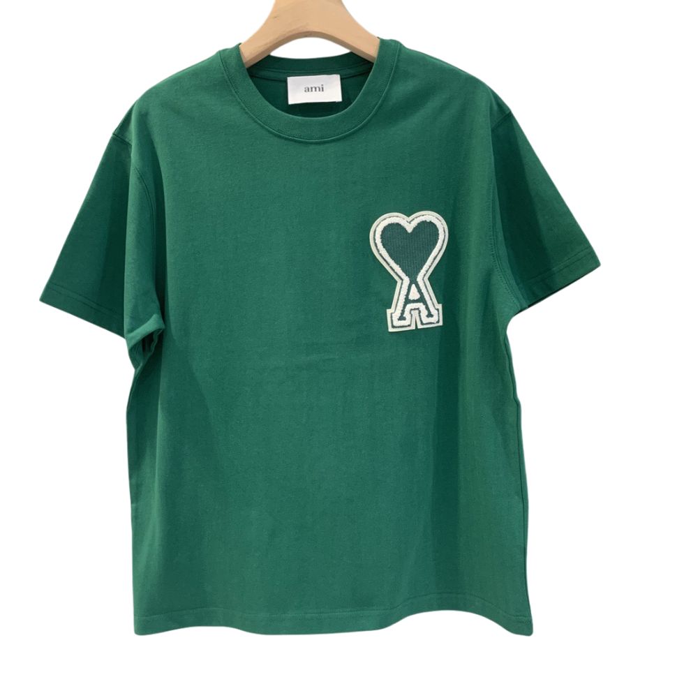 AMI Paris puff heart logo tee Green