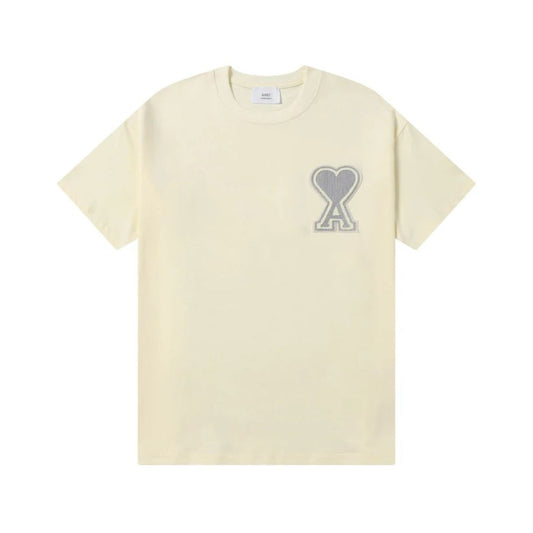 AMI Paris puff heart logo tee Beige